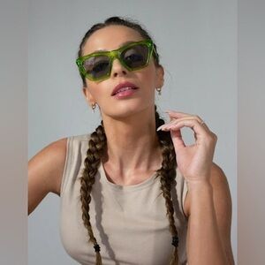 Otra Eyewear Step Ahead Cat Eye Green Sunglasses New